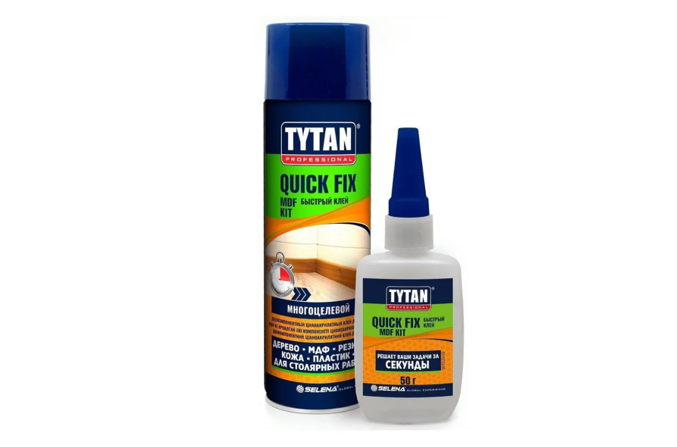Фото товара ДВУХКОМПОНЕНТНЫЙ (Клей + Аэрозоль активатор) TITAN Quick FIX / AKFIX 50+200мл (в уп. 24 шт)